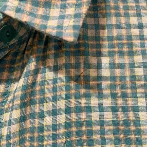 L.L. Bean Women’s Turquoise Plaid Nylon Button Down with Striped InteriorSize M - Picture 8 of 12